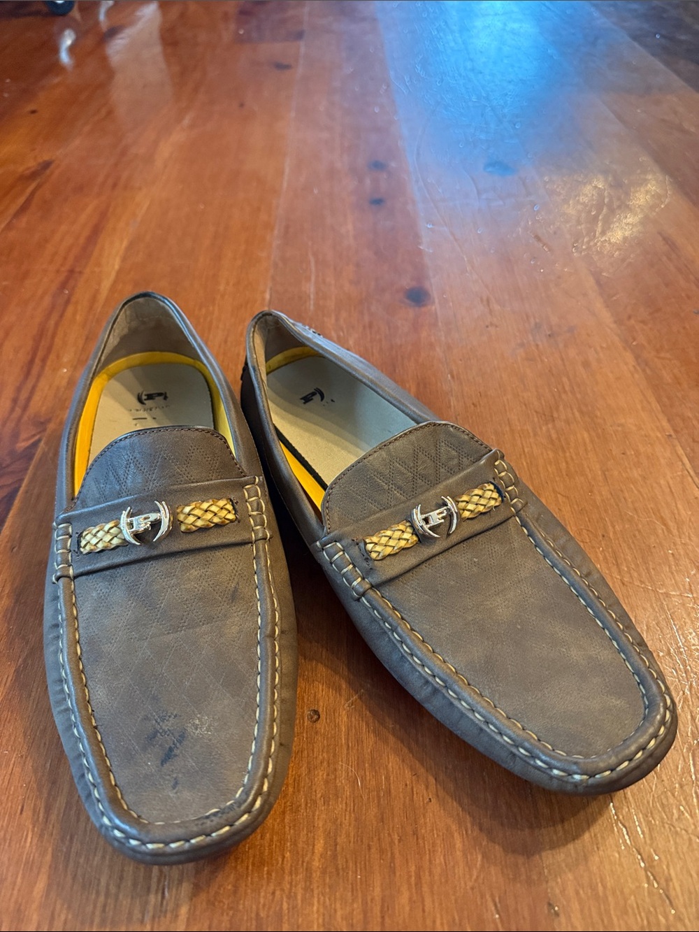 Phat Farm Brown Men's Slip-On Loafers with Braided Accent